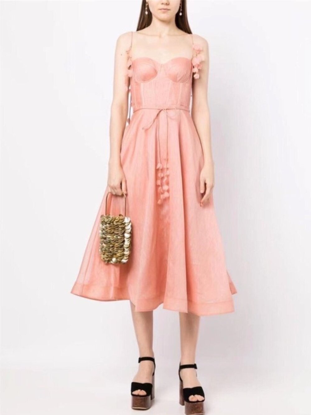 Zimmermann Pink Bustier Floral Strap Midi Dress Size 0 - Picture 2 of 9